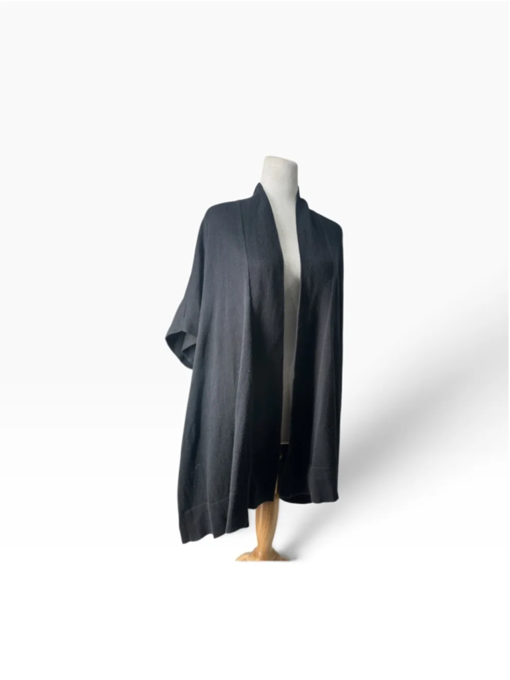 Eileen Fisher knit cardigan open front sweater light weight black oversized sz M
